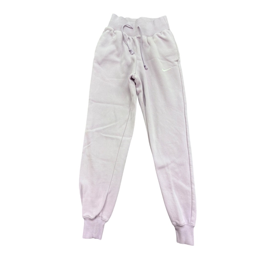 Nike Womens XS Light Purple Fleece Jogger Sweatpants High Waisted Drawstring
